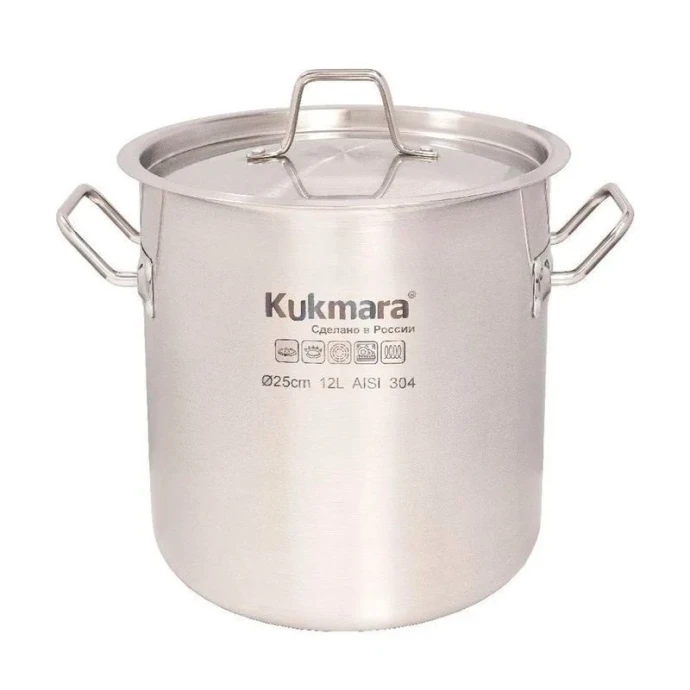 Котел 12л нерж.сталь HoReCa с мет.крышкой d25* h26,5см / HRC-SP12025M (1)