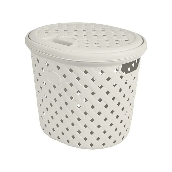 Корзина для белья 14л 325*280*280мм пластик Rattan молочный туман (10)