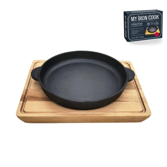 Сковорода 16см чугун с 2 ручками на подставке TM MY REAL IRON COOK MC2160W (1)