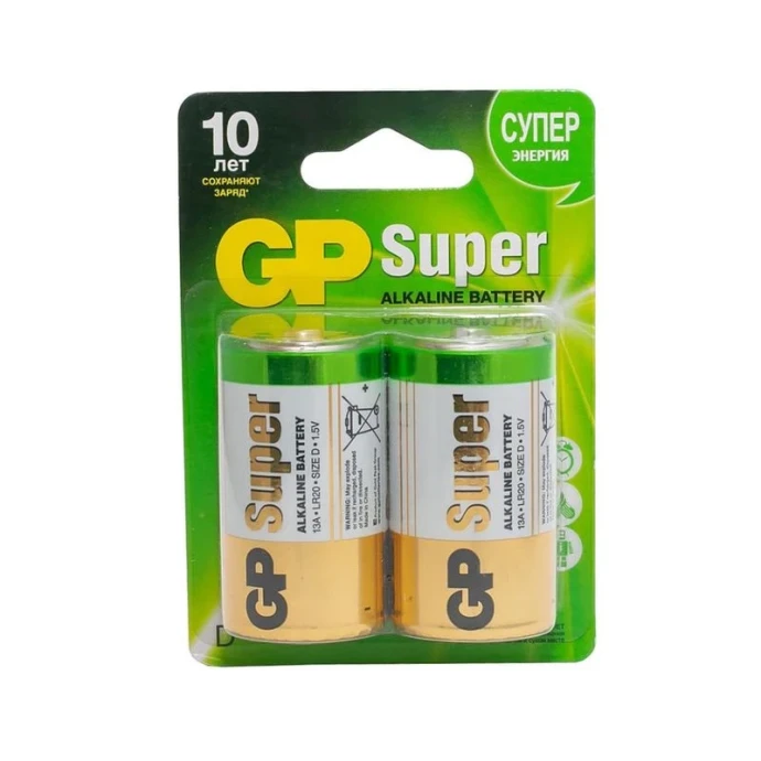 Батарейки набор 2шт. GP Super Alkaline LR20 13A-2CR2 (20/160)