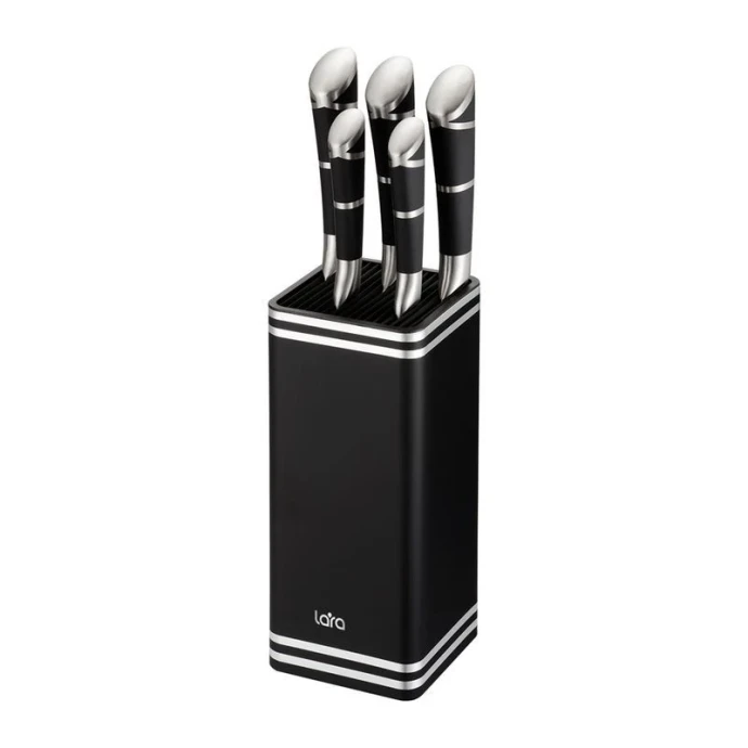 Набор ножей 5пр нерж.сталь на пласт.подставке, ручки soft touch LR05-75 (8)