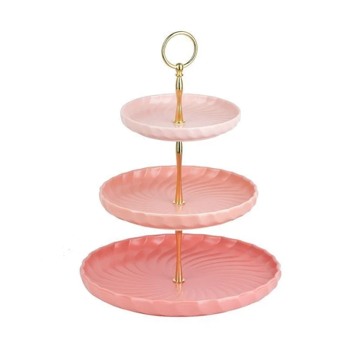 Этажерка сервировочная 3 яруса 26/20,5/15см h34см фарфор Fresh Taste. Pink инд.уп. (8)