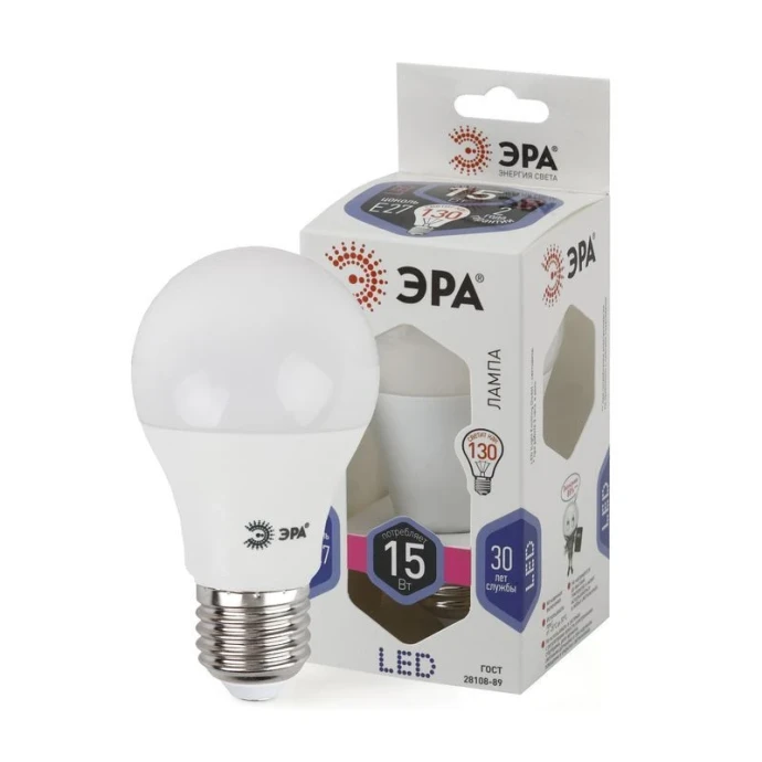 Лампа светодиодная стекло ЭРА LED smd 6000К-15w-860-E27 (холодный свет) (100)
