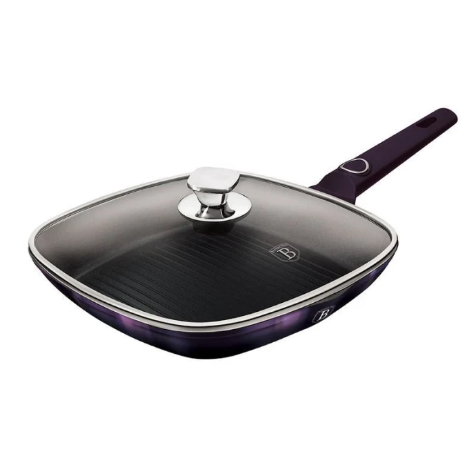 Сковорода-гриль 28*28см алюминий АП Purple Eclips со стекл.крышкой индукция (6)