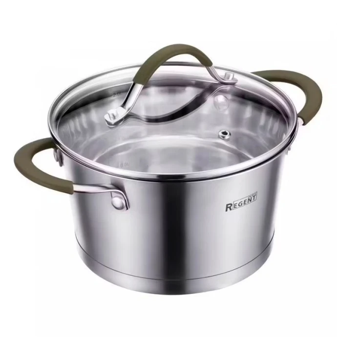 Кастрюля 2,3л нерж.сталь Oliva со стекл.крышкой 18*10,5см 67-1318 (6)