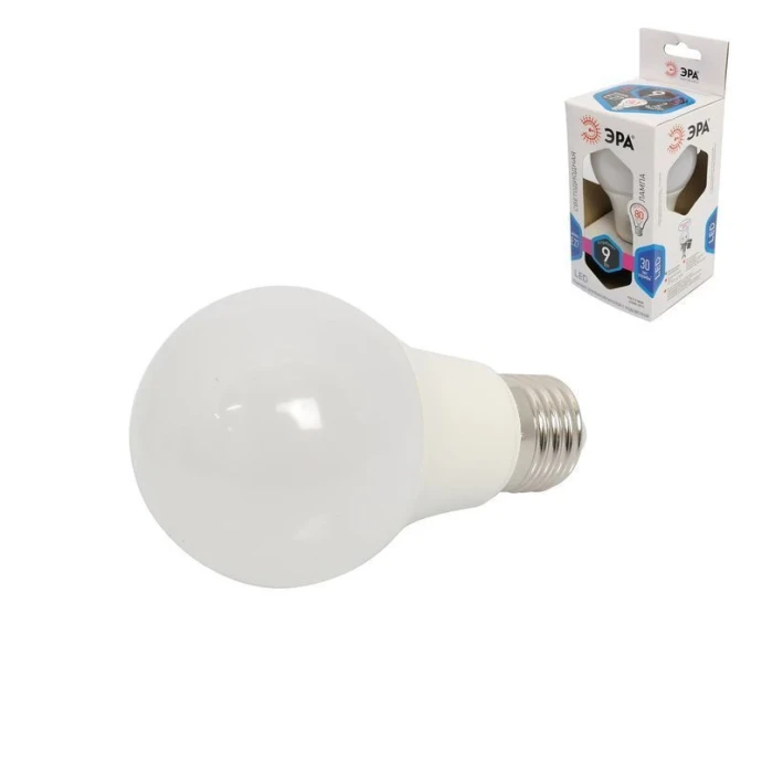 Лампа светодиодная стекло ЭРА LED smd A60-9w-840-E27 4000К (белый свет)