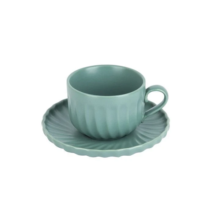 Чайный набор 2пр фарфор Fresh Taste. Dark green на 1 персону 220мл (36)