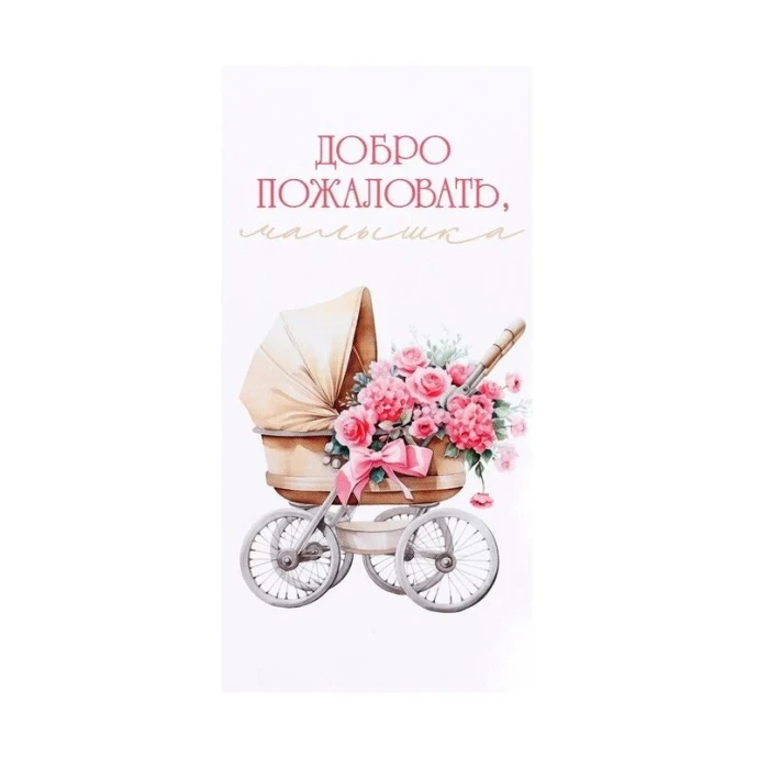 Конверт для денег бумага 16,5*8см Добро пожаловать, малышка (10)