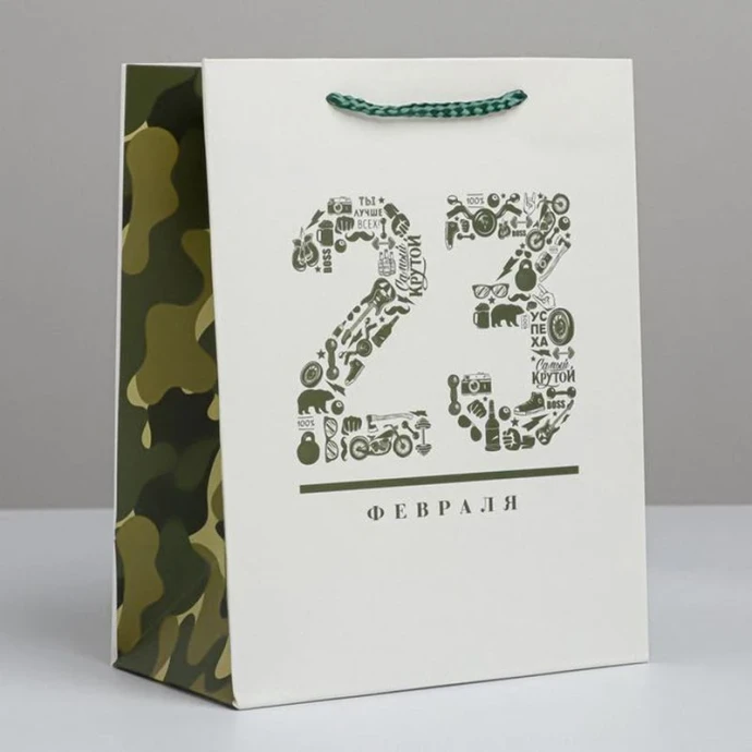 Пакет ламинированный 18*23*10см вертикальный 23 февраля
