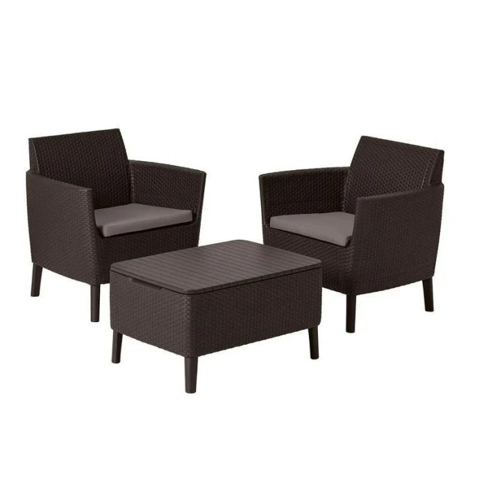 Набор мебели пластик Salemo balcony set (2 кресла, стол) коричневый (1)