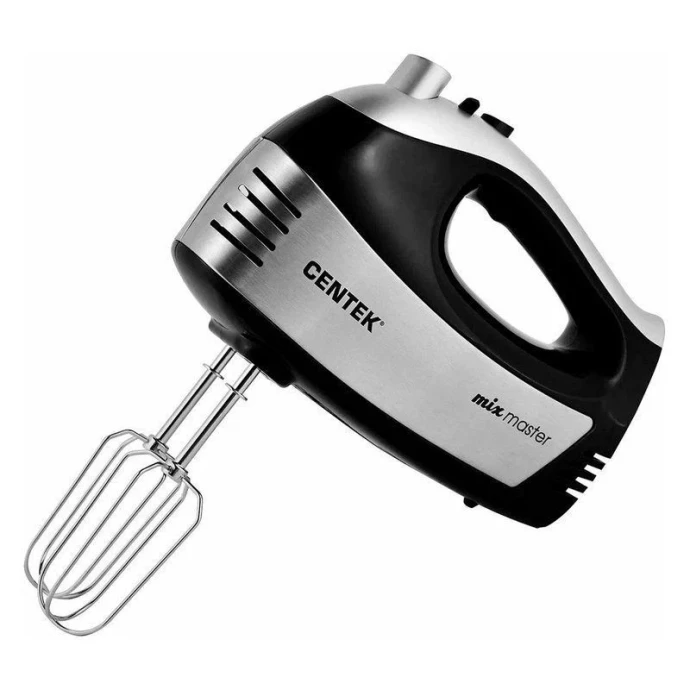 Миксер нерж.сталь/пластик Centek CT-1122 черн/стал.400Вт,5 скоростей +турбо,взбивание/замешивание(6)