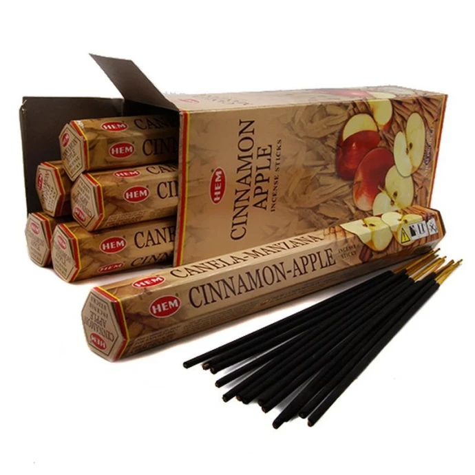 Благовония шестигранник 20 палочек HEM Cinnamon Apple Корица Яблоко (6)