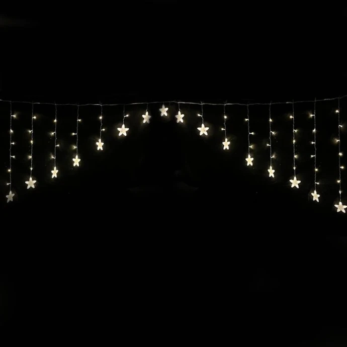 Гирлянда эл. Бахрома Звезды 2,5*1м 108LED теплый белый шнур 1м цв.уп JC-15335 (40)