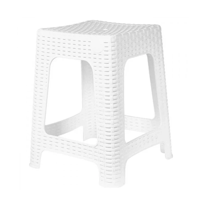 Табурет квадратный 36,3*36,3*44,8мм пластик Rattan белоснежный жасмин (5)