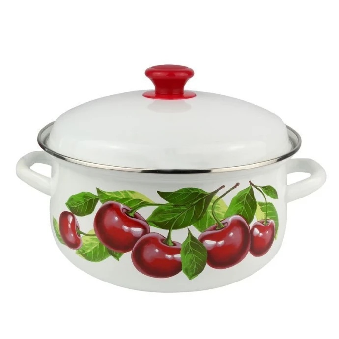 Кастрюля 4л эмаль белая с рис. сферическая 61904-142/6-У (4)