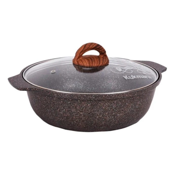 Кастрюля-жаровня 4л алюминий АП GRANIT ULTRA Blue со стекл.крышкой 26см (4)