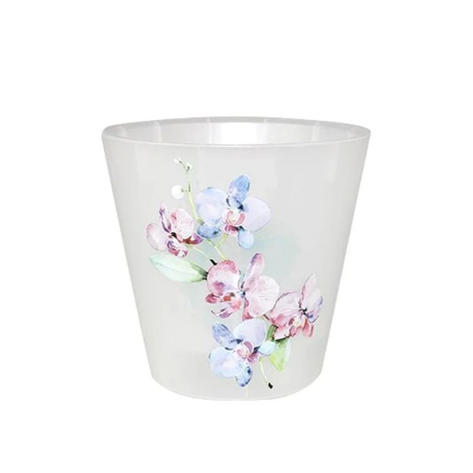 Горшок для цветов 1,6л 160мм пластик London Orchid Deco голубая орхидея (16)