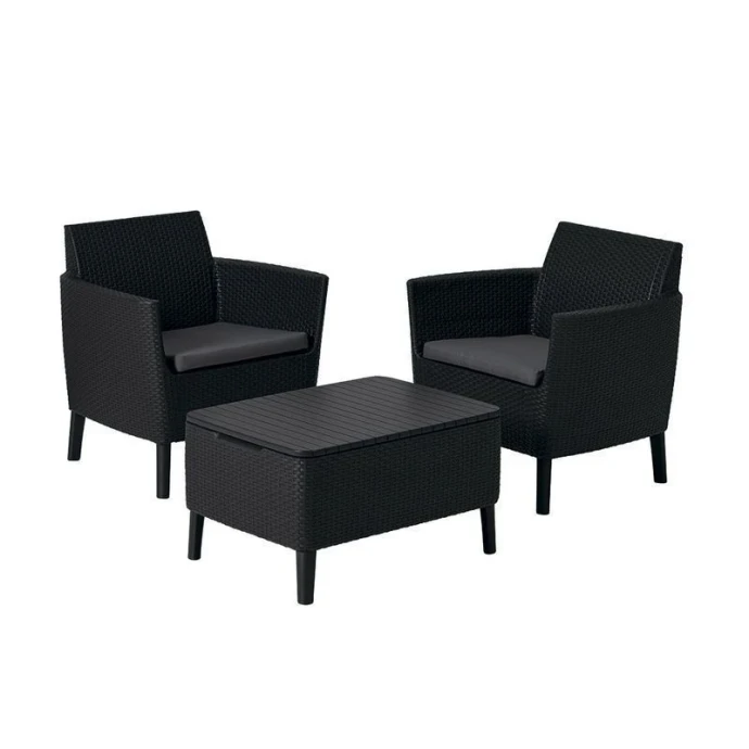 Набор мебели пластик Salemo balcony set (2 кресла, стол) графит (1)