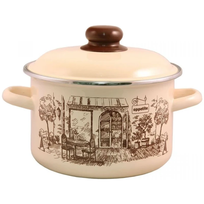Кастрюля 5,5л эмаль Cafe цилиндрическая TM Appetite 1RD221М (4)
