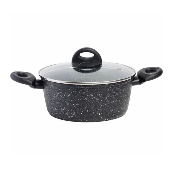 Кастрюля 3л алюминий АП мраморная крошка со стекл.крышкой 22см MB25082 (6)