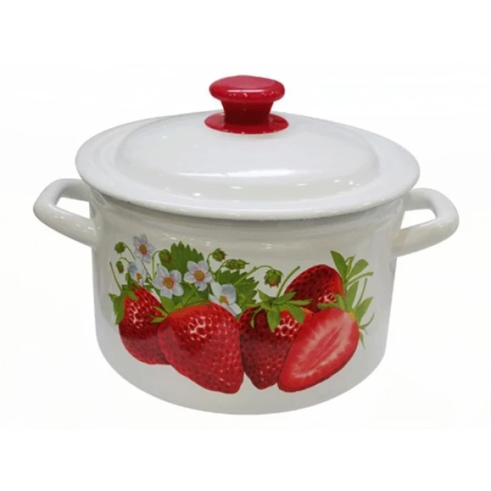 Кастрюля 4л эмаль белая с рис. цилиндрическая борт. 41704-142/6-У (4)